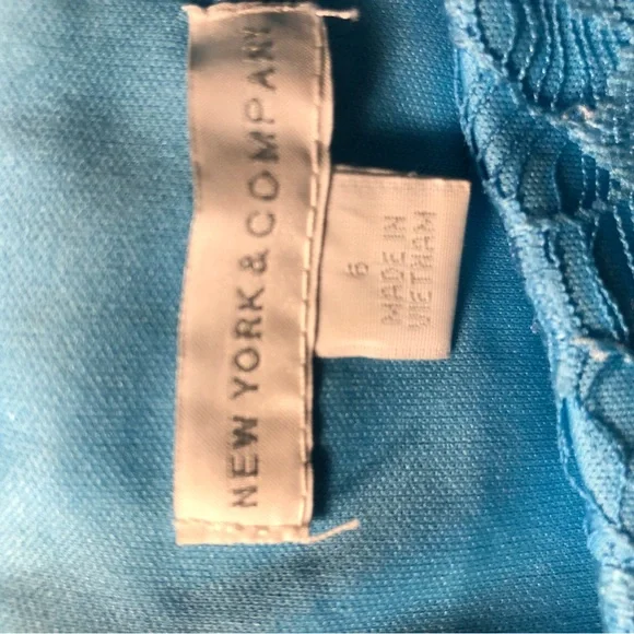 New York & Company Dress 6 Sleeveless Lace Overlay Blue/Dark Blue - Picture 5 of 7